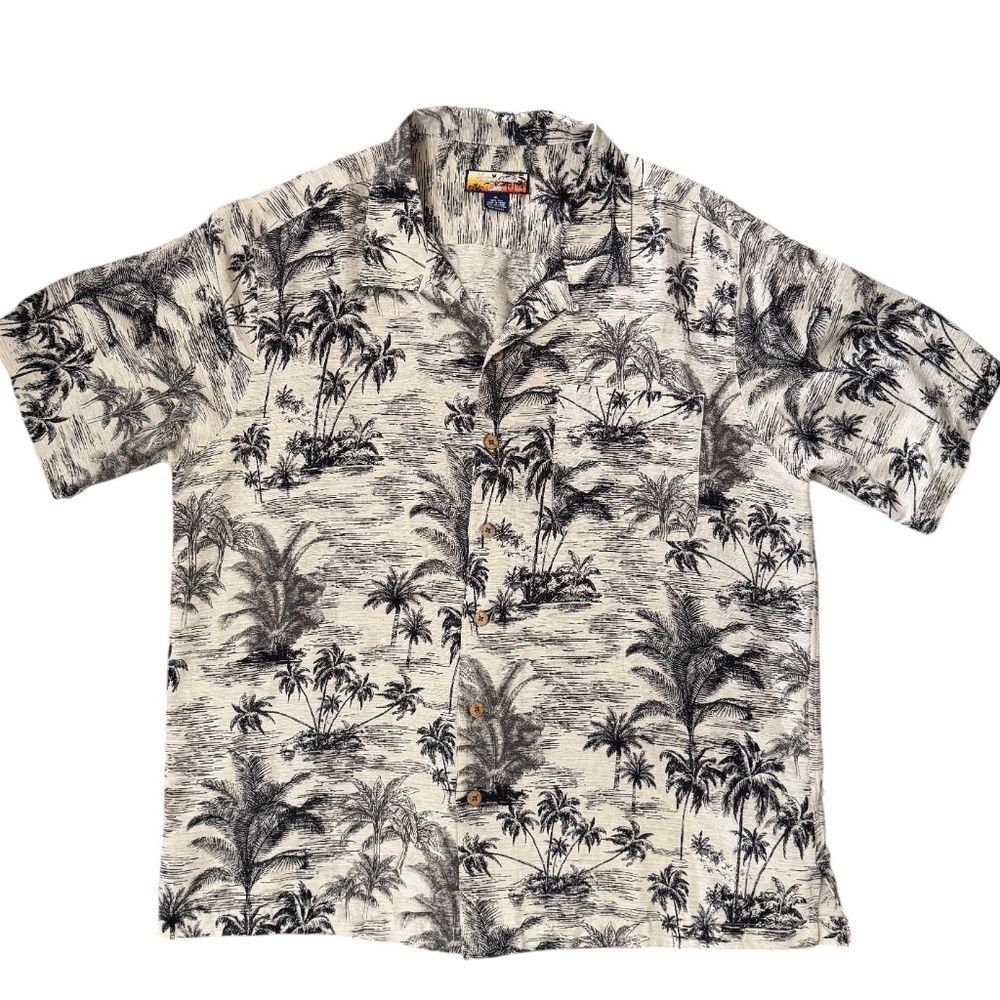 Havana Jacks Cafe Mens 100% Silk Hawaiian Shirt Tropical Print Sz XL